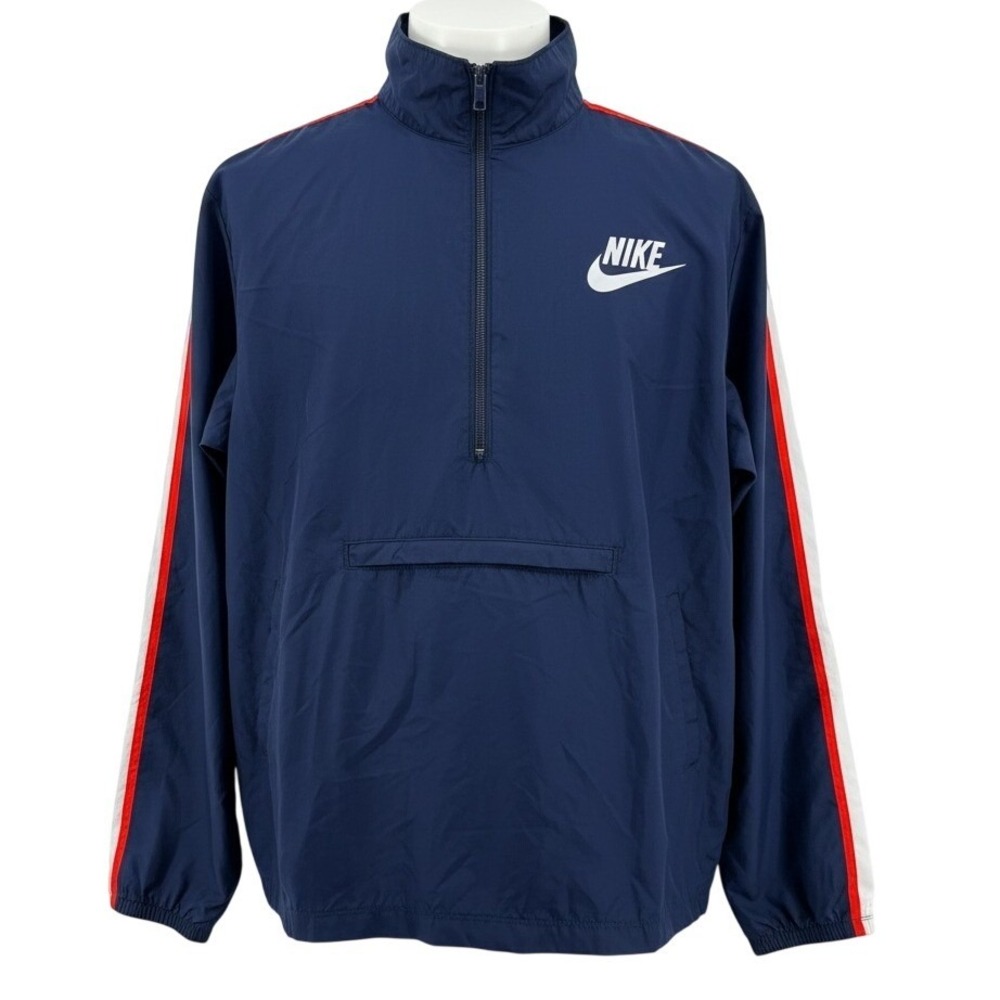 Nike Windbreaker Mens XXL Navy Blue Nylon Half Zip Colorblock Sportswear Jacket
